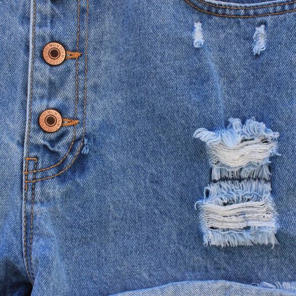 Forever 21 Button Fly Jean Shorts Ripped Destroyed Indie Sleaze Size 30 - Picture 6 of 13